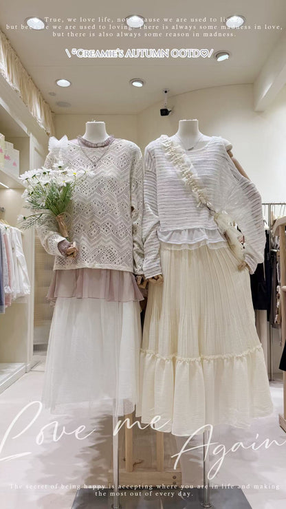 鏤空針織毛衣套裝🍑