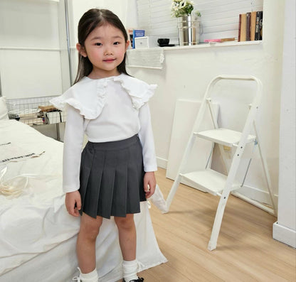 淨色荷葉領長袖上衣🍥