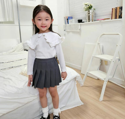 淨色荷葉領長袖上衣🍥