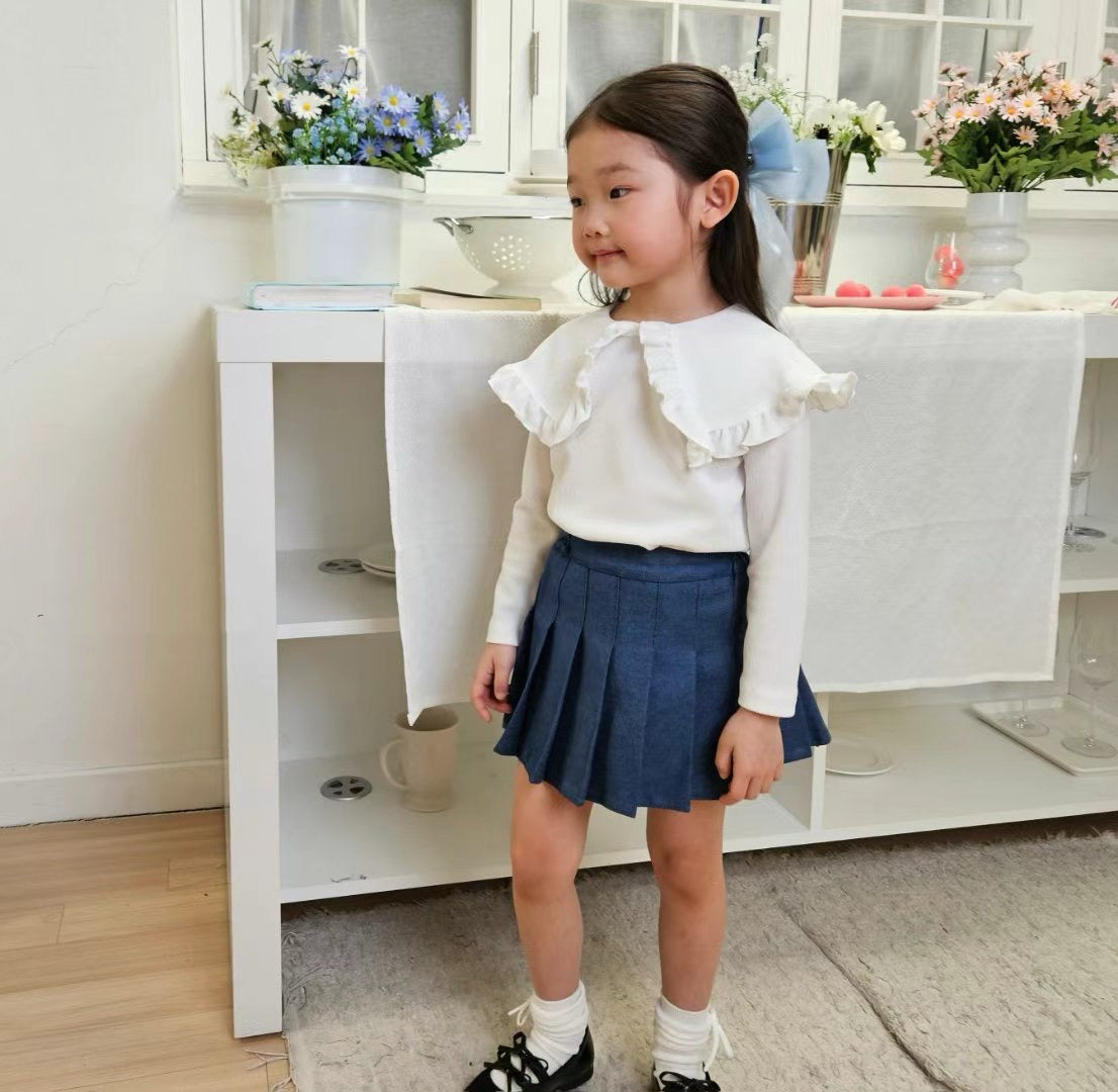 淨色荷葉領長袖上衣🍥