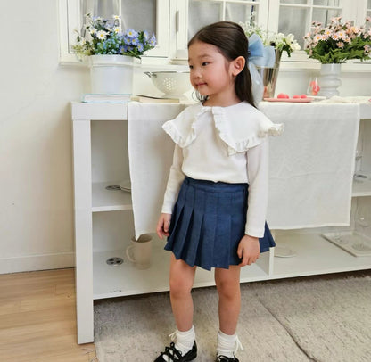 淨色荷葉領長袖上衣🍥