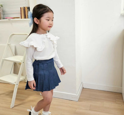 淨色荷葉領長袖上衣🍥