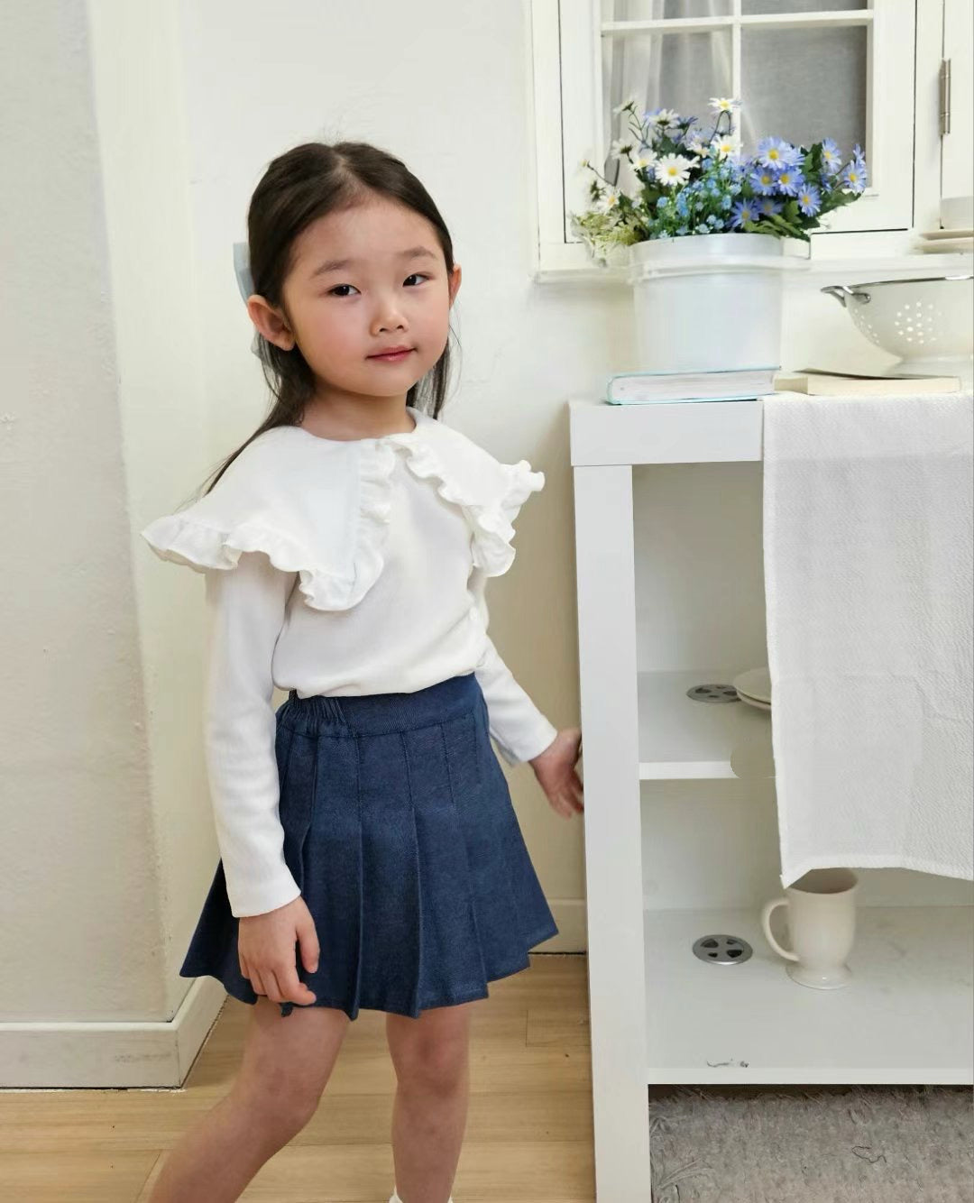 淨色荷葉領長袖上衣🍥