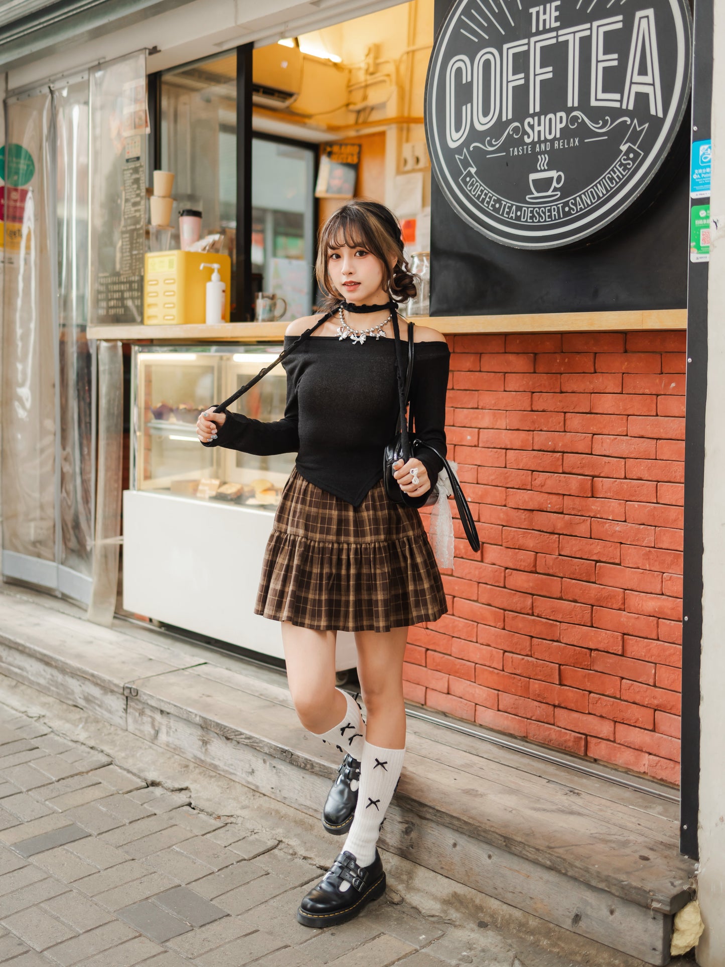 Bubbly B&W Mini skirt - 啡色💕