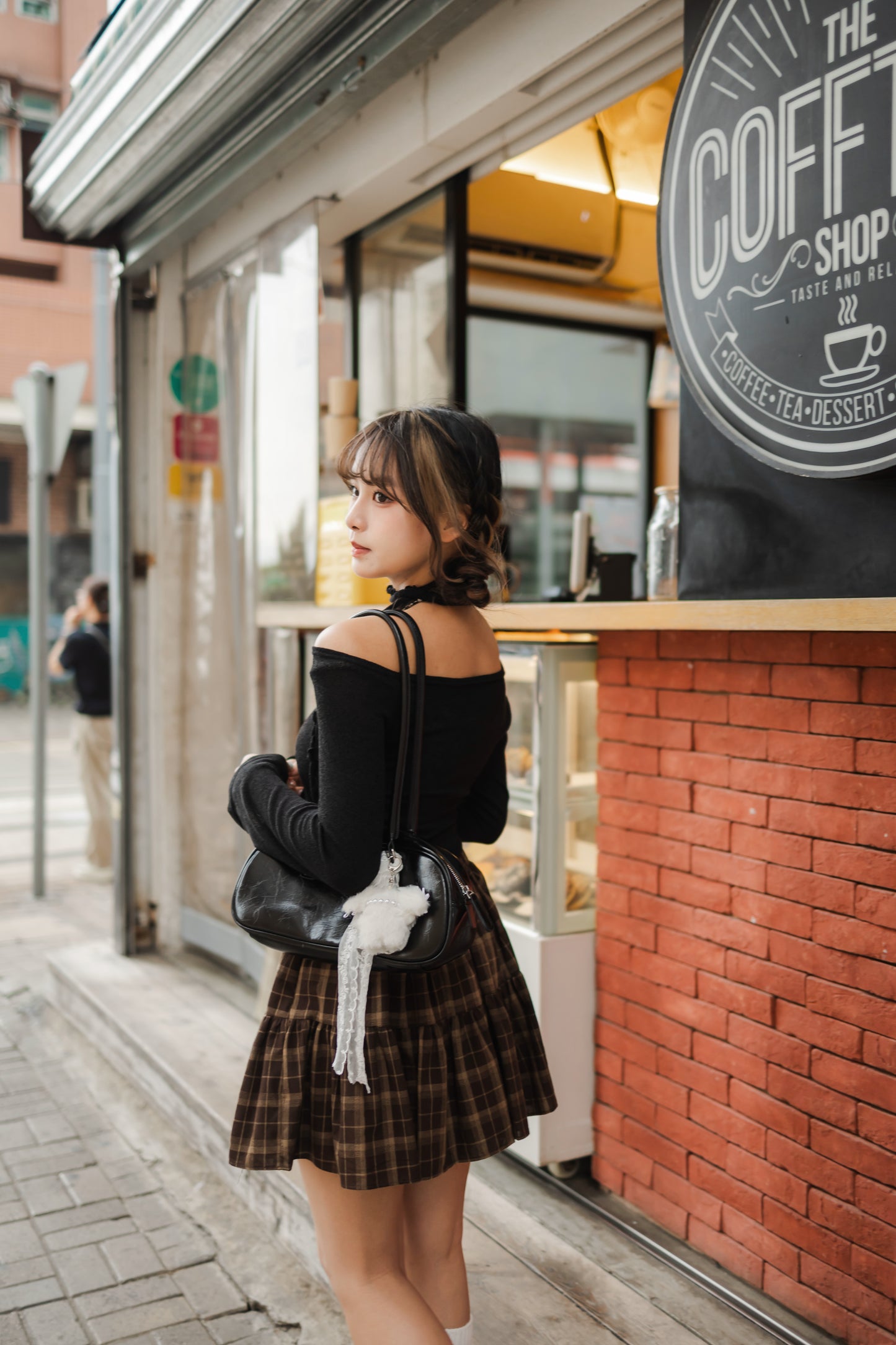 Bubbly B&W Mini skirt - 啡色💕