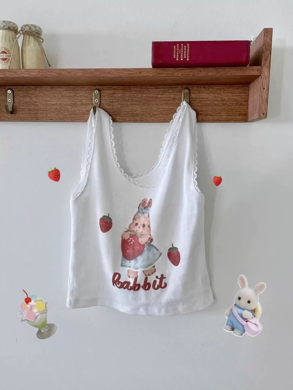 夏日必備！日系繽紛白兔背心🐰