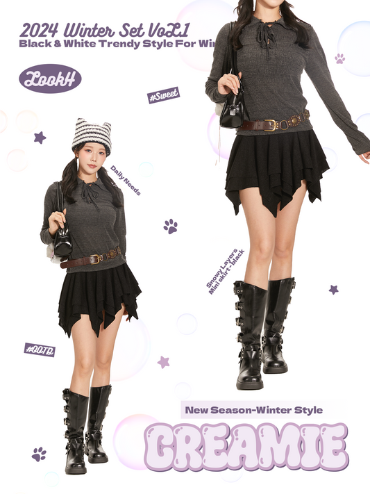 Snowy Layers Mini skirt - black