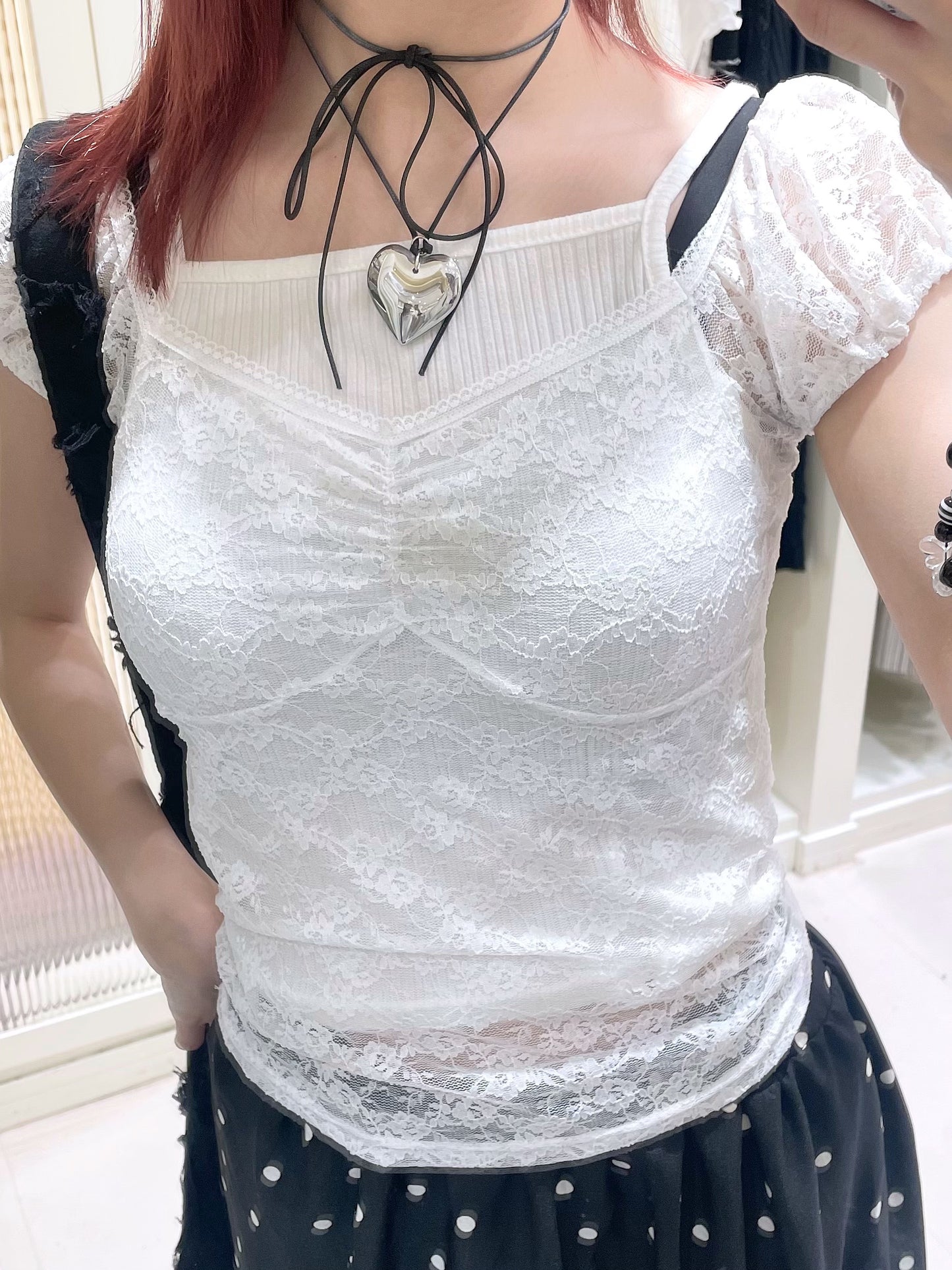 韓妹必入款！蕾絲一字堅上衣🖤🤍