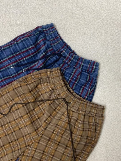 鬆緊格子長褲👖