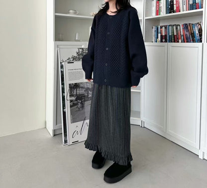 鬆緊格子半身長裙🌸