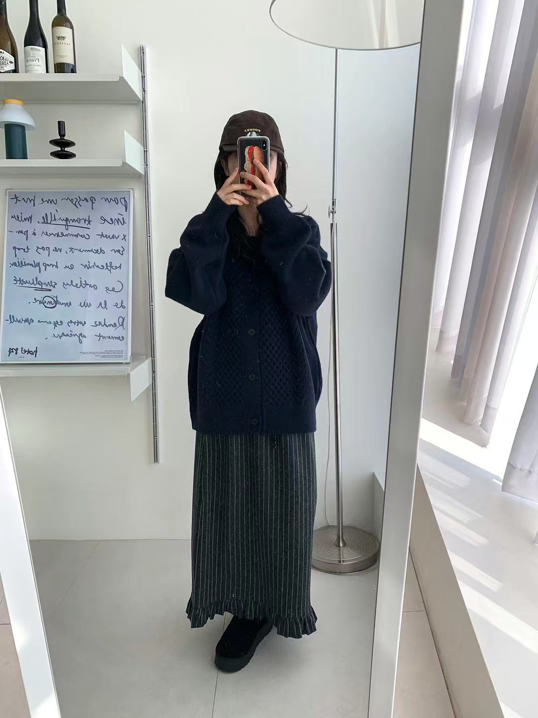 鬆緊格子半身長裙🌸