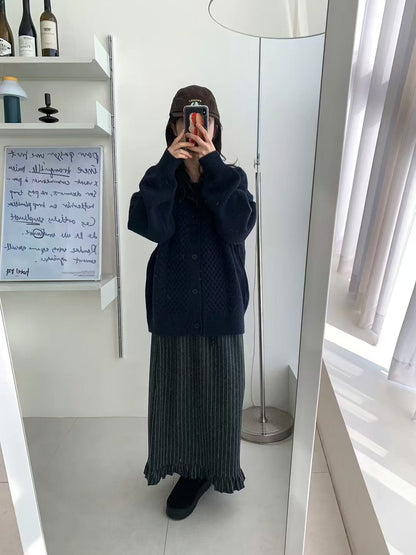 鬆緊格子半身長裙🌸