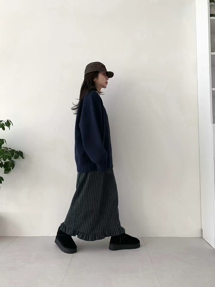 鬆緊格子半身長裙🌸