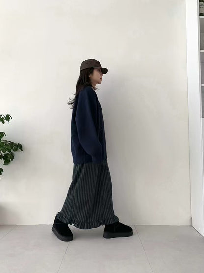 鬆緊格子半身長裙🌸