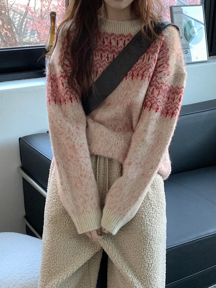 5色入 - 北歐風拼色壓紋毛衣🌸✨