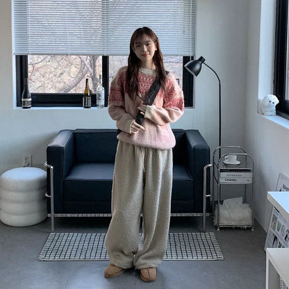 5色入 - 北歐風拼色壓紋毛衣🌸✨