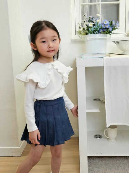 淨色荷葉領長袖上衣🍥