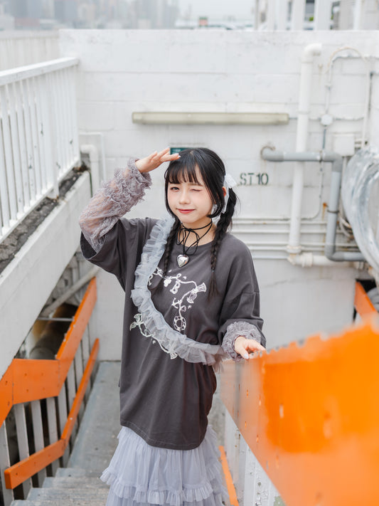 2色入💌💕 lace蕾絲花邊長Tee
