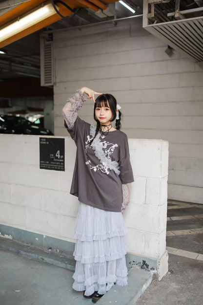 2色入💌💕 lace蕾絲花邊長Tee