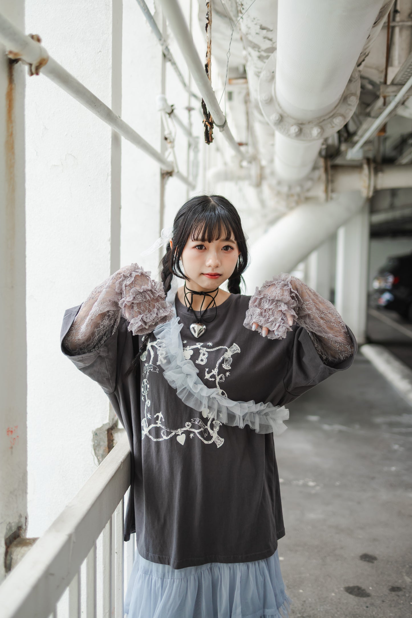 2色入💌💕 lace蕾絲花邊長Tee