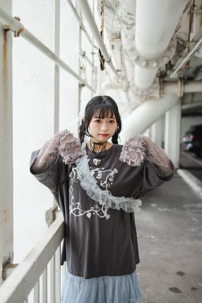 2色入💌💕 lace蕾絲花邊長Tee