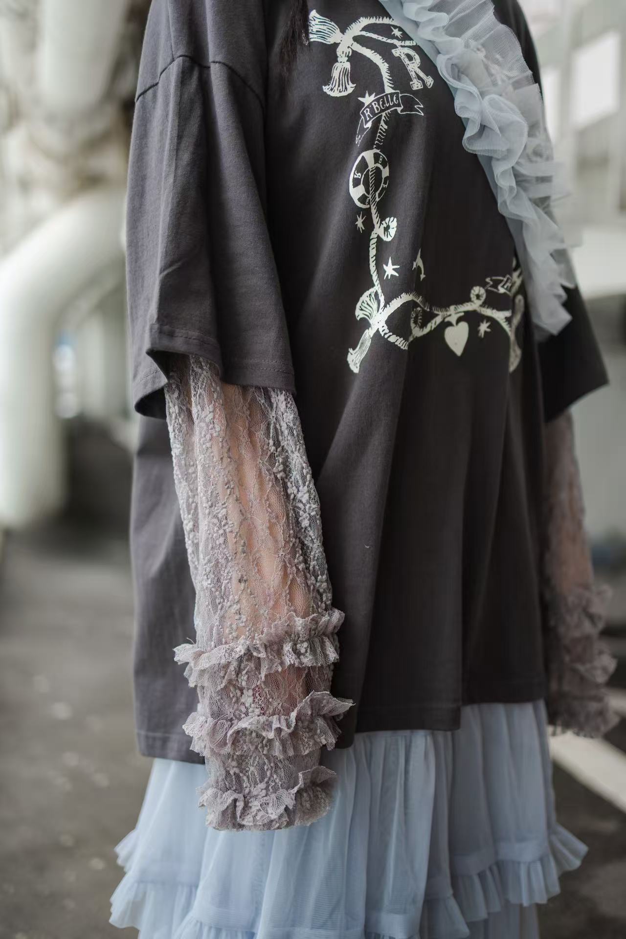 2色入💌💕 lace蕾絲花邊長Tee