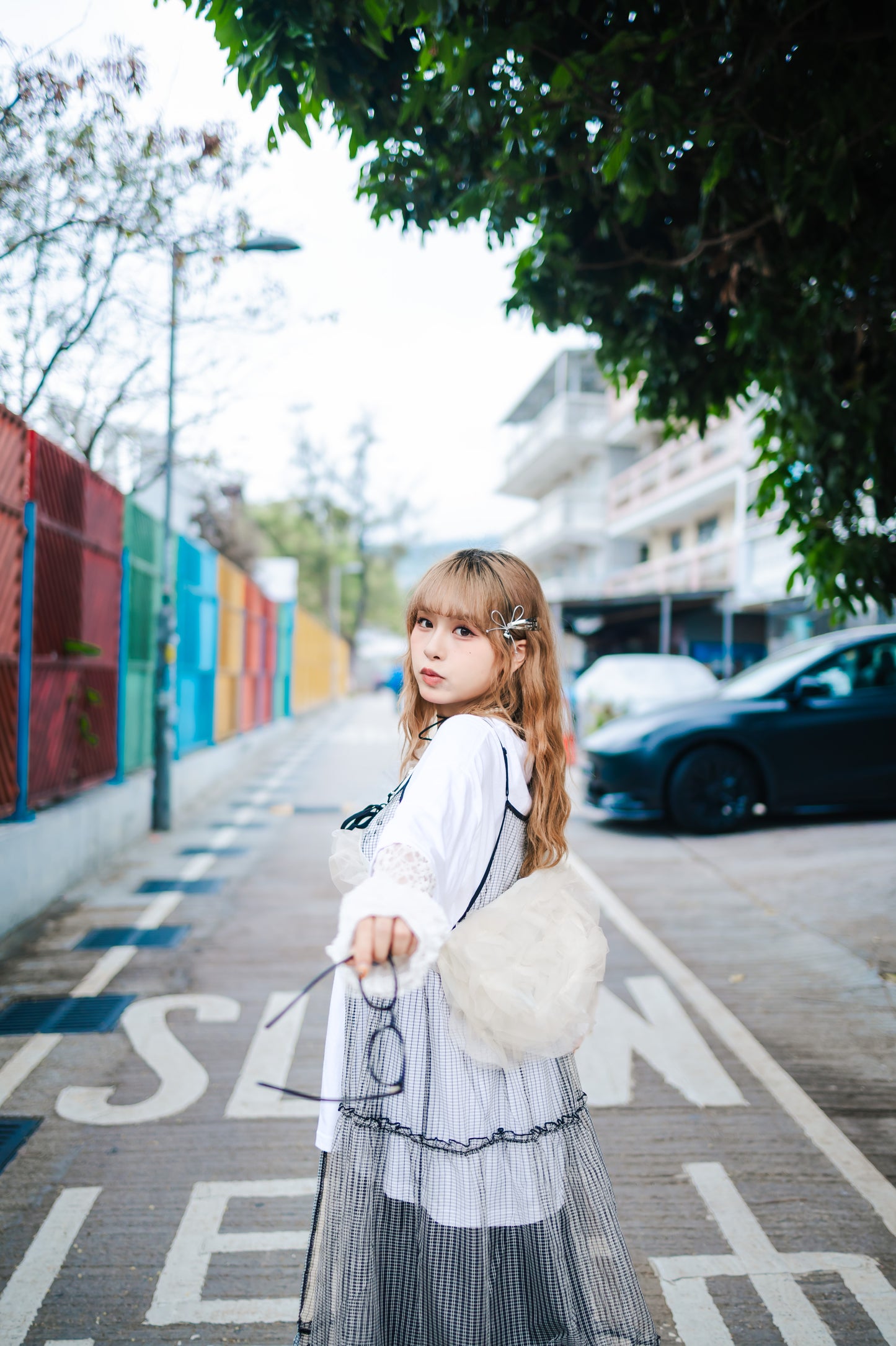 少女日系💖字母花紋拼蕾絲長袖Tee