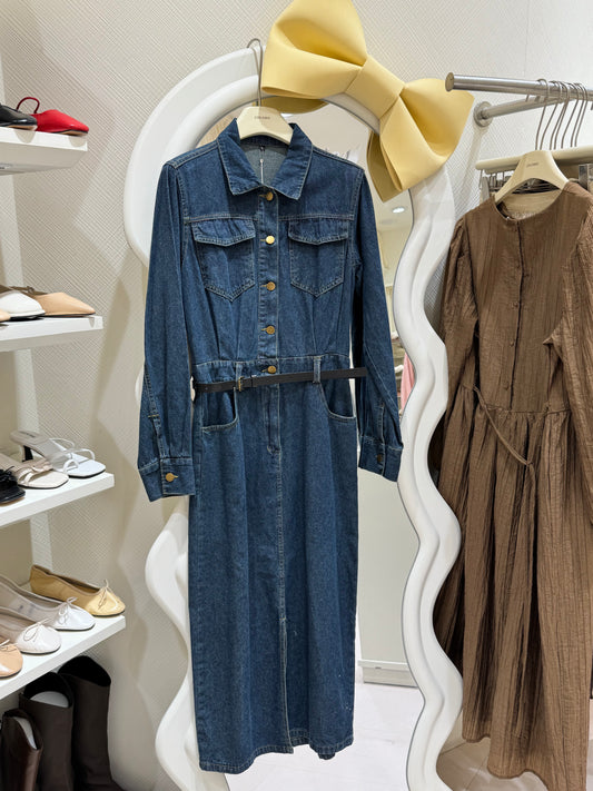 【冬季清倉☃️❄️】 翻領牛仔連身裙