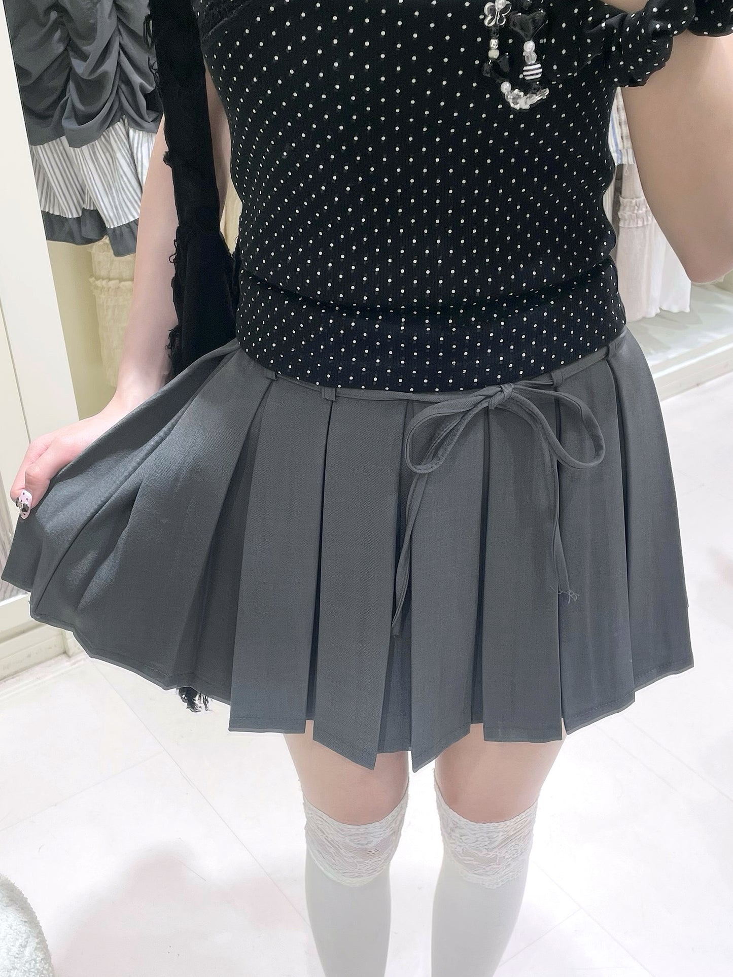 學院風🖤百褶蝴蝶結綁帶短裙✨