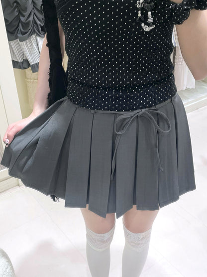 學院風🖤百褶蝴蝶結綁帶短裙✨