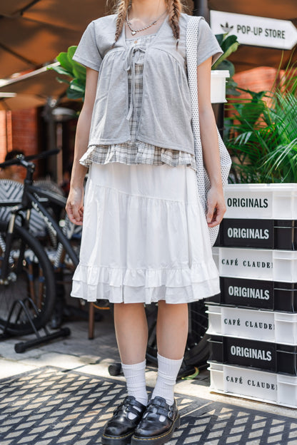 復古拼接格紋短袖上衣🐰