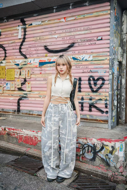 季度熱銷! 寬鬆豹紋長褲-淺灰色❤️‍🔥