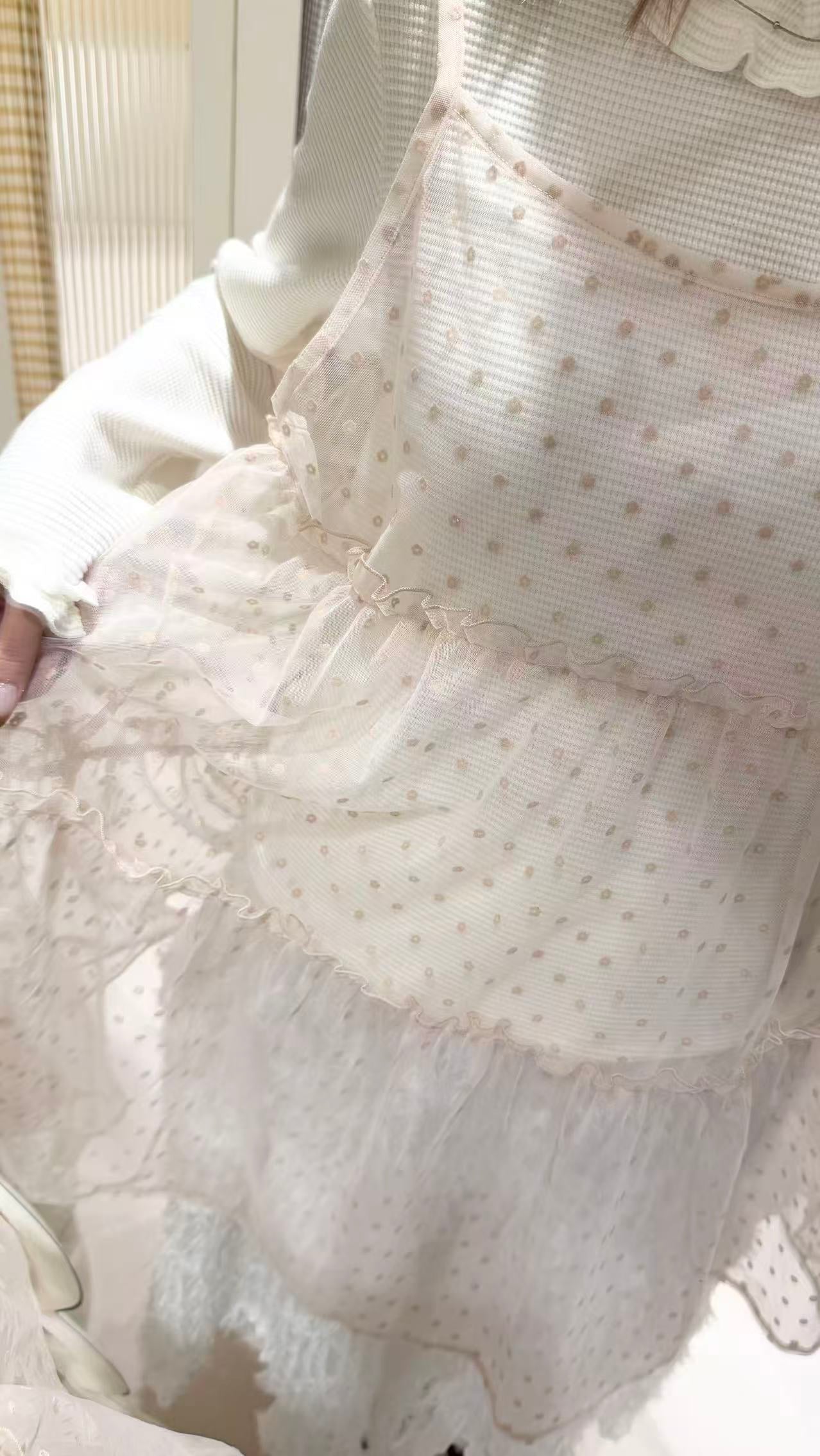 日係波點莎莎連身套裝👗