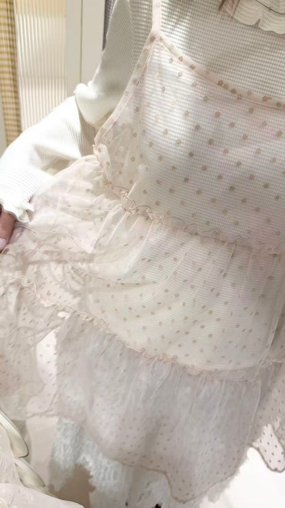 日係波點莎莎連身套裝👗