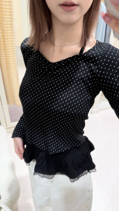 ⍣日系疊穿波點套裝🩶🎶