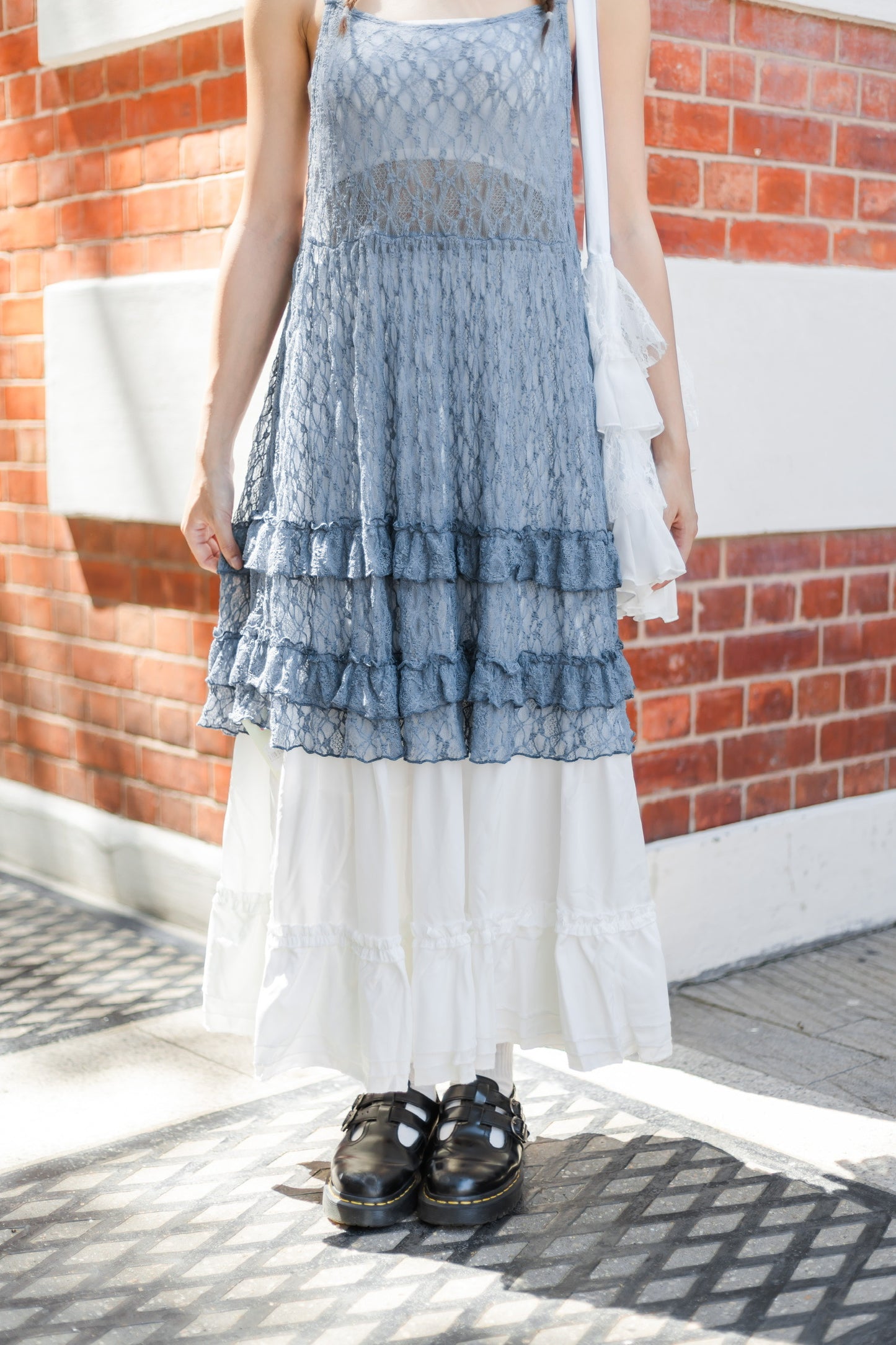 韓系花邊格仔背心🩵