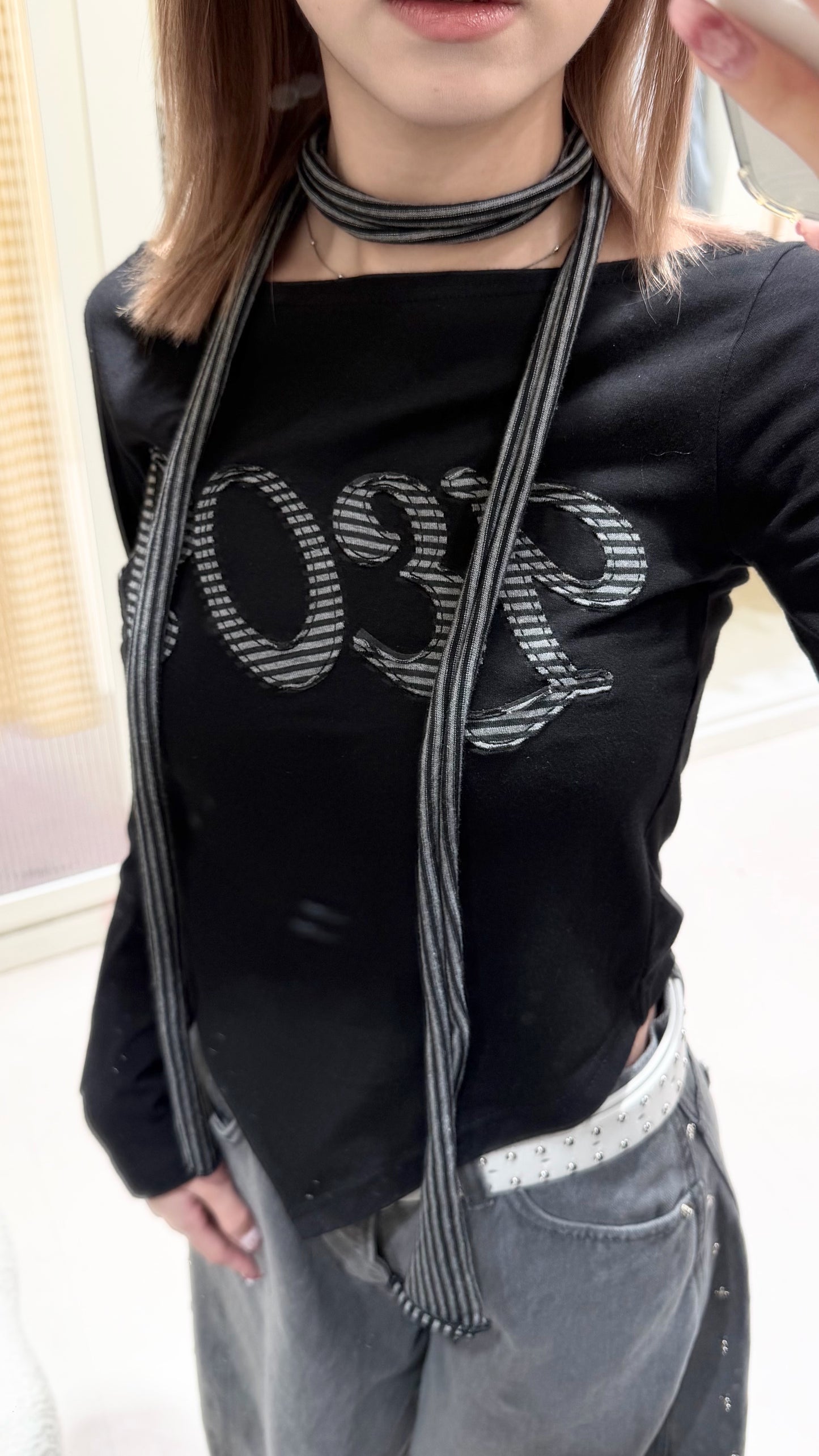 韓系條紋掛頸數字套裝ꕤ˚₊